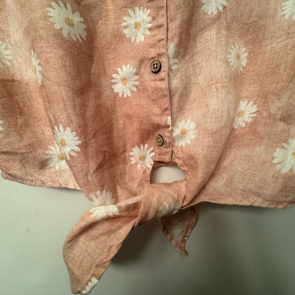 100% Linen| Dusty Rose with daisies| Front tie|CHARLIE B| US S - Picture 6 of 9
